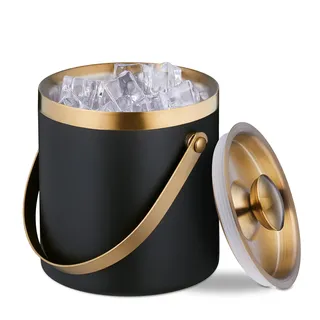 Relaxdays Eiswürfelbehälter mit Deckel Gold,Schwarz
