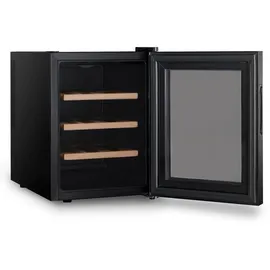 h.koenig AGE12 Weinkühlschrank / 12 Flaschen / Temperatur 11°C bis 18°C/LED-Temperaturanzeige/Holzlagerböden