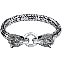 KUZZOI Herren Wolfskopf Ringverschluss Trend 925 Silber 21 