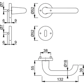 HOPPE Drückergarnitur Rosettengarnitur rund Bronzefarbig 138L/42KV/42KVS