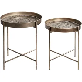 Haku-Möbel HAKU Beistelltische 2er Set Kupfer rund Metall Couchtische klein - Maße: H 49/56 x Ø 42/48 cm
