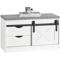 SoBuy Schuhbank 80 x 49 x 30 cm mit Schiebetüren / weiß