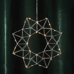 LED-Drahtstern "Edge" - hängend - 30 warmweiße LEDs - √ò: 40cm - silber
