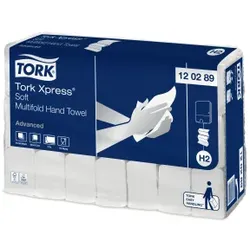 Tork Xpress® Papierhandtuch, Multifold H2, 21 x 25,5 cm, weiß, 2-lagige Papierhandtücher für mittlere Besucherfrequenz und Kosteneinsparung, 1 Karton = 21 Packungen à 180 Tücher = 3.780 Tücher