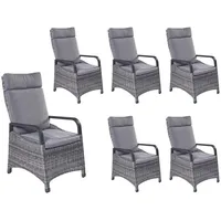 LC Garden »Komido« Dining 6er Set Positionsstuhl Verstellsessel grau-mix
