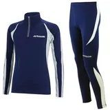 Airtracks Damen Winter Laufset Thermo Laufhose Lang Laufshirt Langarm Sweatshirt Fleece Funktionsshirt Sport Langarmshirt Jogginghose Leggins - schwarz-neon - XXL - Damen - XXL