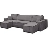 VENASI MÖBEL Hugo U-Form Ecksofa mit Schlaffunktion und Bettkasten, Sofa Eckcouch U Form Schlafsofa (Dunkelgrau)