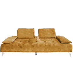 KAWOLA Sofa WIOLO Schlafsofa Daybed velvet cognac