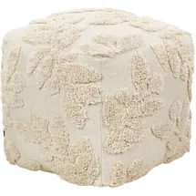 Beliani Pouf beige 45 x 45 x 45cm mit EPS-Perlen Quadratisch Strukturiert Blättermuster Modern Boho Bodenkissen Sitzpouf Sitzmöbel Indoor