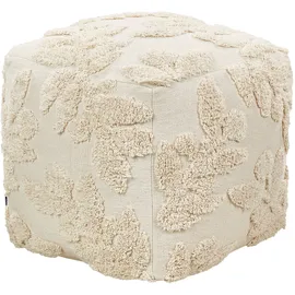 Beliani Pouf beige 45 x 45 x 45cm mit EPS-Perlen Quadratisch Strukturiert Blättermuster Modern Boho Bodenkissen Sitzpouf Sitzmöbel Indoor