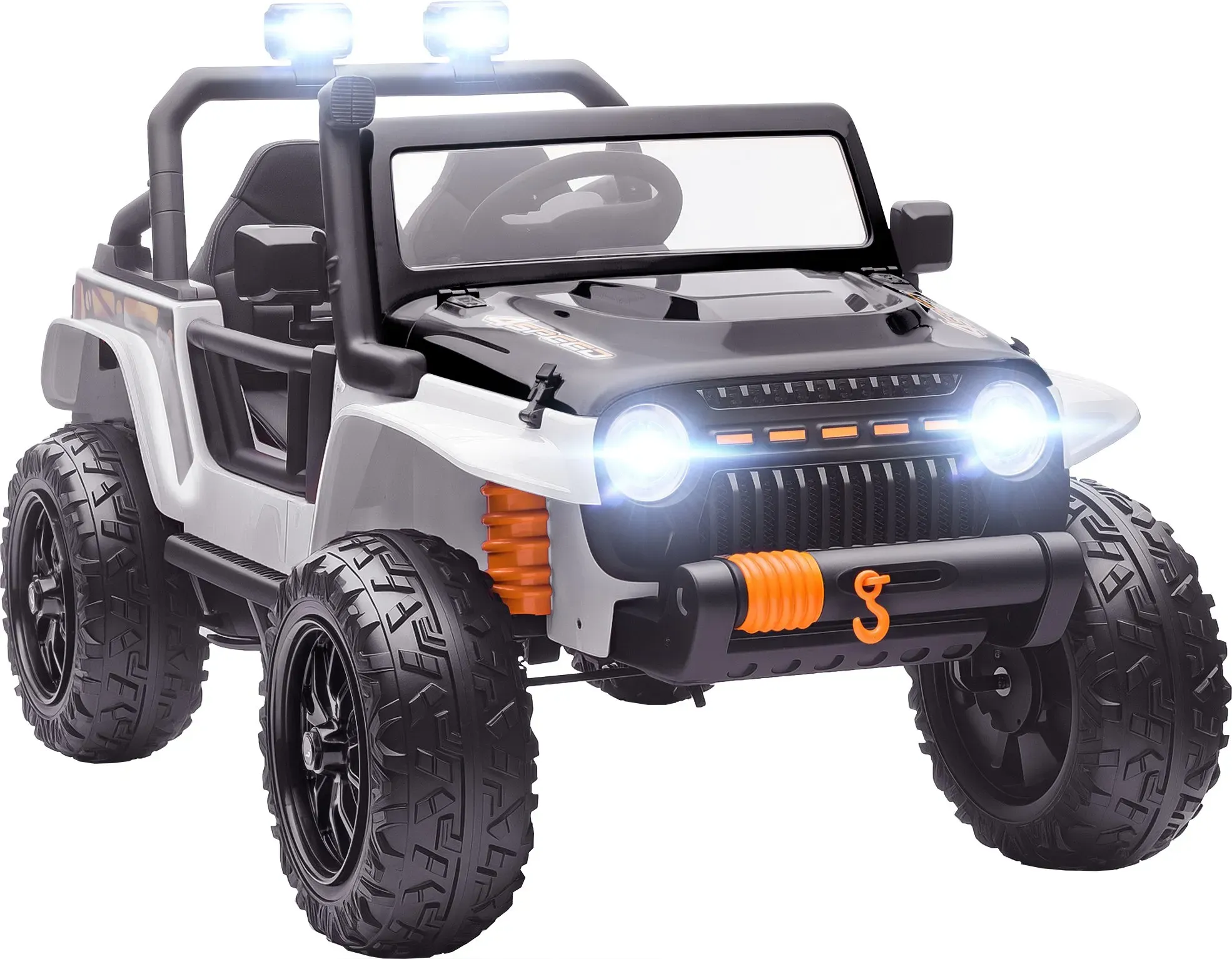 AIYAPLAY Kinder Elektroauto, 12V Kinderauto Elektrisch mit Fernbedienung, 2 Motor, Kinderfahrzeug mit Hupe, LED, Musik, Elektrofahrzeug mit Eltern-Kind-Sitz, 4 gefederten Rädern, für 3-8 Jahre, Weiß   Aosom