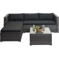 MCW Poly-Rattan Garnitur MCW-F57, Balkon-/Garten-/Lounge-Set Sofa Sitzgruppe ~ grau,