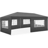 tectake® Pavillon 3x6, mit 5 Pavillon Seitenteile, mit Fenstern, wasserdichte Plane, großes Zelt mit UV-Schutz, Partyzelt, Balkon Sonnenschutz, Überdachung Terrasse, Unterstand - grau