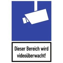 Dieser Bereich wird videoüberwacht!, Kombischild, Alu, 250x375 mm