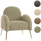 Mendler Lounge-Sessel HWC-N69, Cocktailsessel Sessel, Retro Nosagfederung Stoff/Textil Chenille ~ hellgr√on