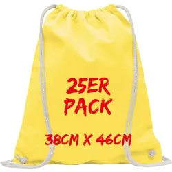Texxilla Turnbeutel Mehrpack mit robusten Zugbändern, Gelb, gelb