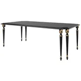 Casa Padrino Luxus Barock Esstisch Schwarz / Antik Gold 230 x 115 x H. 77 cm - Edler Esszimmertisch im Barockstil - Barock Esszimmer Möbel