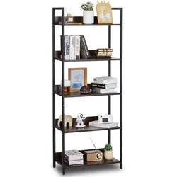 VEVOR Rustikales Bücherregal Standregal Lagerregal Metall 5 Ebenen 60x30x154cm