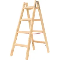 Hymer Holz-Sprossenstehleiter, beidseitig begehbar, 2x4 Sprossen