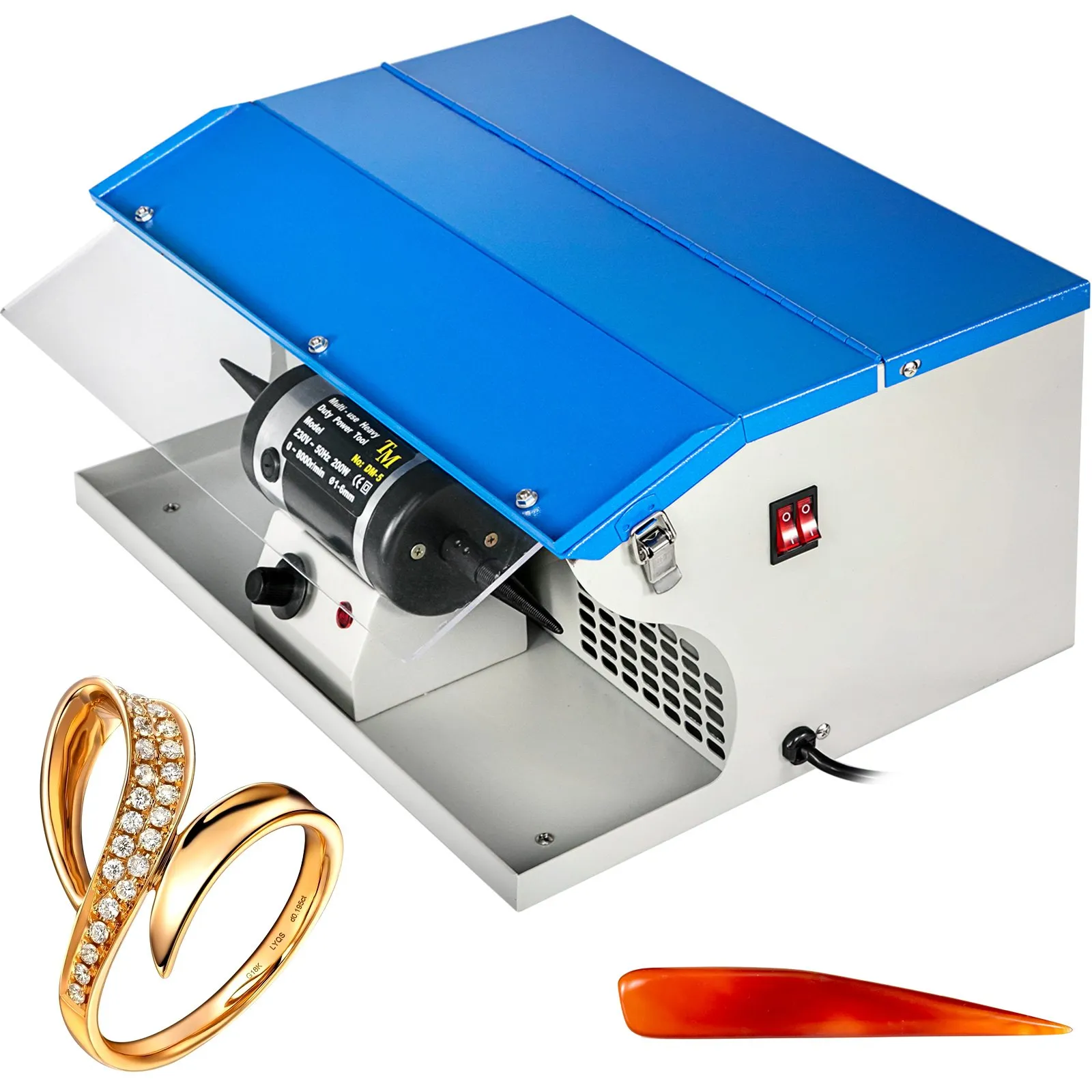 VEVOR Schmuckpoliermaschine 200W Jewelry Buffer Polishing Machine Schmuckpolierpuffer Poliermaschine Schmuckschleifer für die Herstellung und Wartung von Schmuck