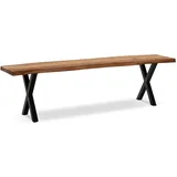 FineBuy Sitzbank Akazie Braun 140 x 40 x 45,5 cm