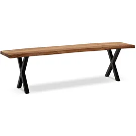 FineBuy Sitzbank Akazie Braun 140 x 40 x 45,5 cm