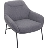 Mendler Lounge-Sessel HWC-J77, Cocktailsessel Sessel, Bouclé Stoff Metall ~ dunkelgrau