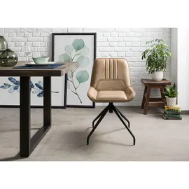 Massivmoebel24 Polsterstuhl Leder beige