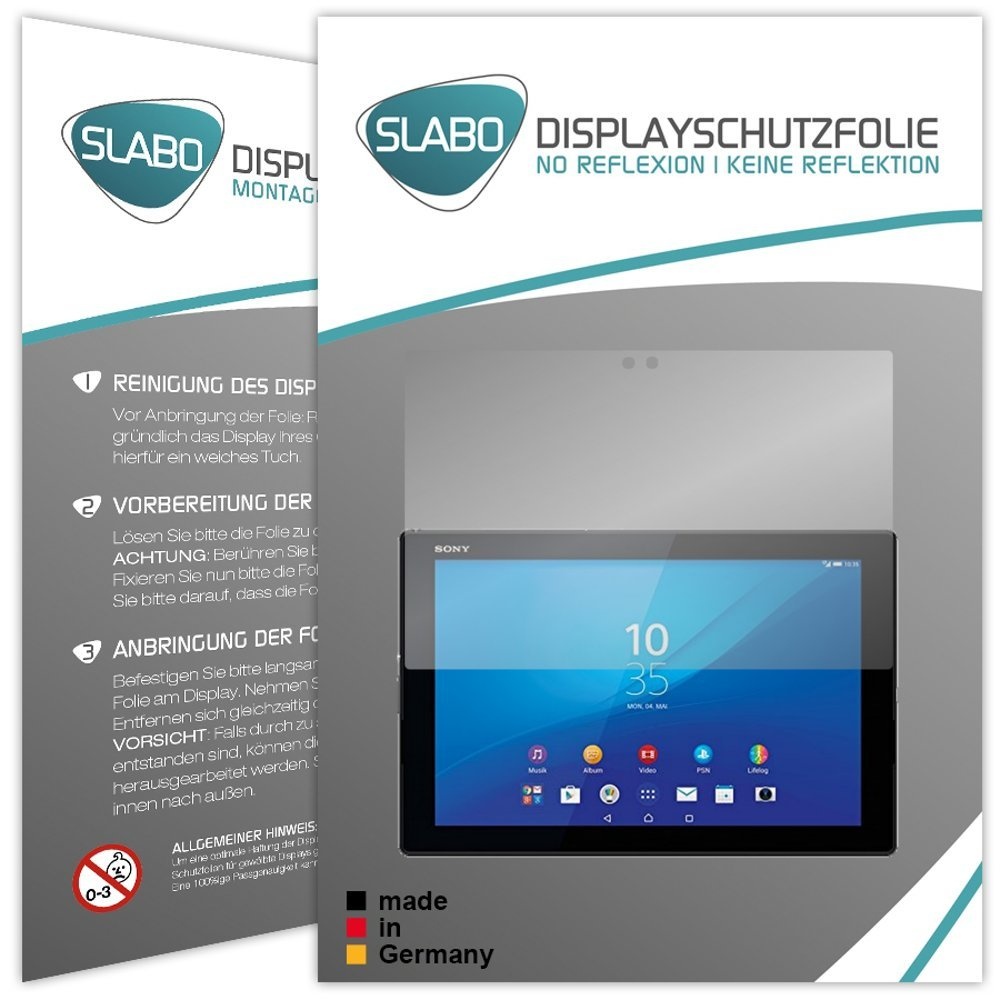 Slabo 2 x Displayschutzfolie kompatibel mit Sony Xperia Z4 Tablet Displayschutz Schutzfolie Folie No Reflexion | Keine Reflektion MATT