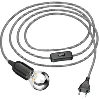 Ledscom.de Textilkabel LEHA mit Stecker und Schalter, schwarz/weiß, 3