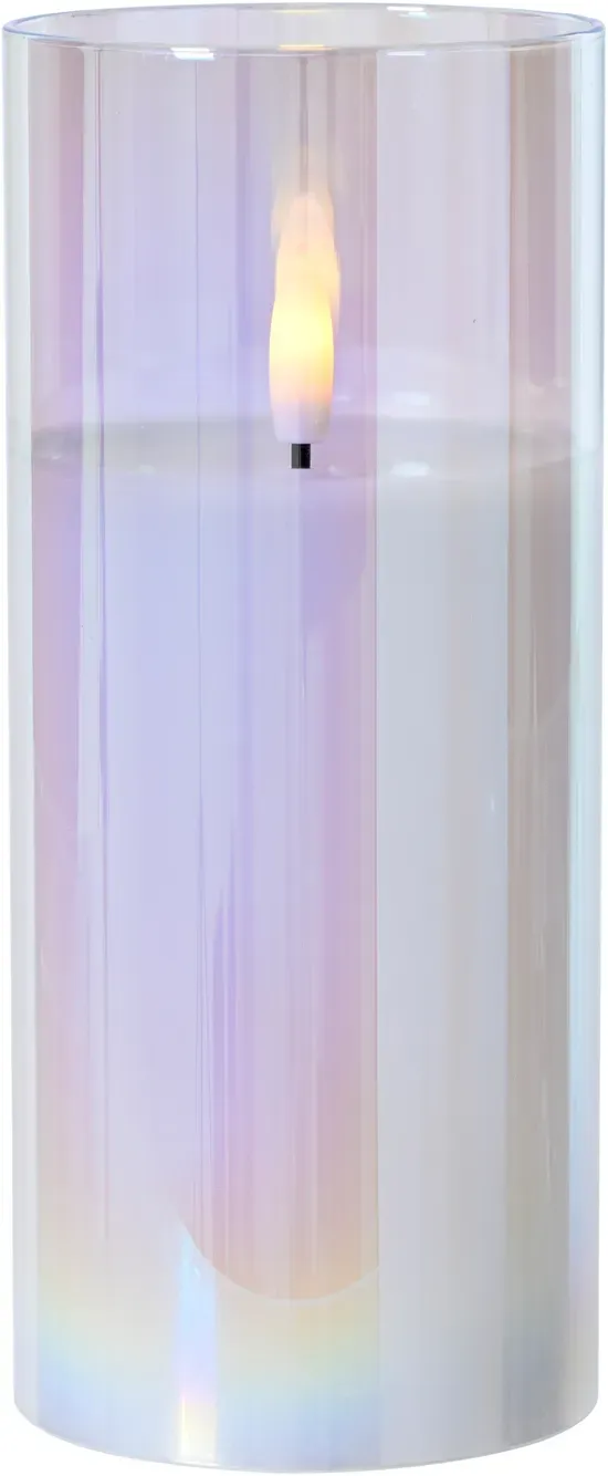 LED Kerze im Glas D7,5H17,5cm indoor warm weiß  - iris