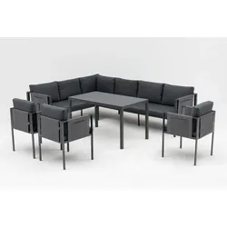 Gardissimo SORRENT Alu Ecklounge Gartenmöbel Set Holzoptik Gruppe