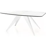 Esstisch Foster Weiß im Industriestil, Rechteckig Tisch - Ausziehbar von 160 cm bis 200 cm, Pulverbeschichtete weißen Metallbeine - 160 x 80 cm -... - Weiß