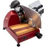 Schneidemaschine Berkel Red Line 250 matt rot mit Fassholz-Einlegebrett – 250 mm Klinge, Profi Allesschneider/Aufschnittmaschine