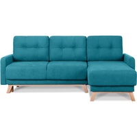 KONSIMO Ecksofa VISNA rechts/links, ausziehbar Liegfläche 205x150 blau