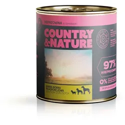 COUNTRY&NATURE Getreidefreies Nassfutter Schweinefleisch mit Spinat 850g