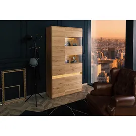 Massivmoebel24 Vitrine CARDIFF 103 x 43,5 x 207 cm Beige