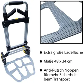 Baumarktplus Klappkarre XL Sackkarre klappbar Teleskopgriff bis 115 cm und großer Ladefläche Tragkraft 150 kg