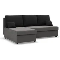 Ecksofa mit Schlaffunktion KEMI, Wohnzimmer Couch, Schlafcouch Ausziehbar, Schwarz/Grau - Schwarz/Grau