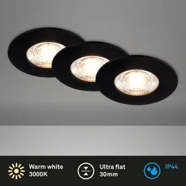 Briloner 3er Set LED Bad Einbaustrahler IP44 Warmweißes Licht Schwarz