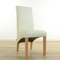 Lederstuhl Felice | Leder Creme Weiß - Eiche Lederstühle Stühle Stuhl Federkern