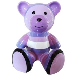 Casa Padrino Luxus Designer Dekofigur Teddybär Lila / Mehrfarbig 33 x H. 37 cm - Wohnzimmer Deko Figur - Luxus Deko Figur - Designer Deko Figur - Luxus Accessoires