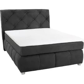 Jockenhöfer Boxspringbett "Bella erhältlich in 140 & 180cm Breite", grau (grau 485, 09), B:150cm L:226cm, Bettgestell und seitliche Einfassung der Matratzen: Mikrofaser, Samtähnlich (100% Polyester);Topper: 100% Polyurethan, Bezug (100% Polyester) abnehmbar und