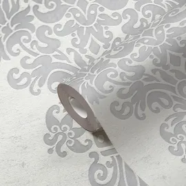 A.S. Création Pure Elegance Vliestapete 10 m x 0,64 m 397655 Grau/Weiß