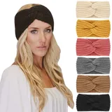 DRESHOW 6 Stück Winter Stirnband Damen Strick Ohrenwärmer Stirnbänder Mädchen Gestrickt Stirnband Kopfband Haarband Headwrap Frauen Haarbänder