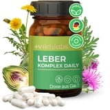 Viktilabs© Leber Komplex Daily - Vegan | Mit Mariendistel, Artischocke, Löwenzahn, Cholin | Laborgeprüft | Ohne Zusätze - 3x 120 Kapseln | Mariendistel Kapsel hochdosiert (3x Dosen)