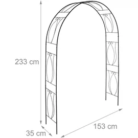 Relaxdays Rosenbogen Metall 233 x 153 x 35 cm Schwarz