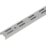 Toolerando Wandschiene für Regalträger, 2-reihig, pulverbeschichteter Stahl, Rasterabstand 50 mm, 1 Stück, Länge 150 cm, Silber
