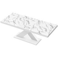 designimpex Esstisch Design HE-888 Marmoroptik Natur - Weiß Hochglanz ausziehbar 160-210cm weiß