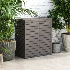 Goplus Mülltonnenbox 236 L 2 Fächer  mit ausziehbarer Flüssigkeitsschale  schwarz